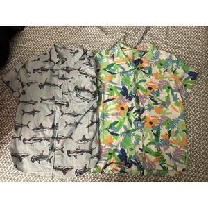 Lot Of 2 Boys Button Up Shirts Size 8 Sharks, Hawaiian